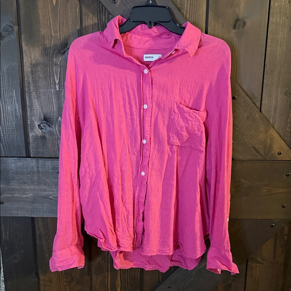 Sanoma Vibrant Pink Casual Button Down Shirt